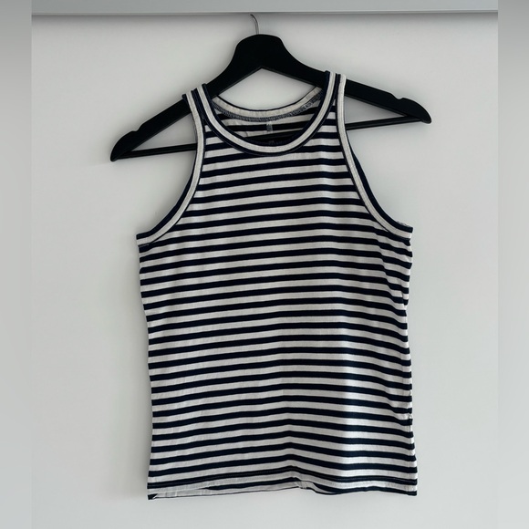 Everlane Tops - Everlane Navy Blue and White Striped Cotton Tank Top